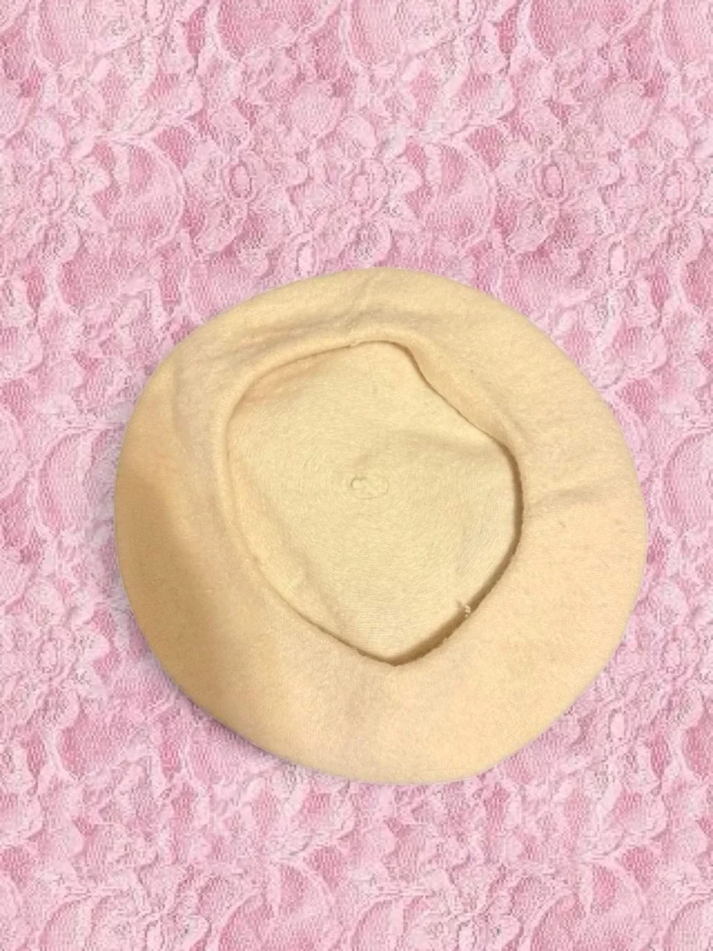 Soft Cream Wool Round Beret Hat